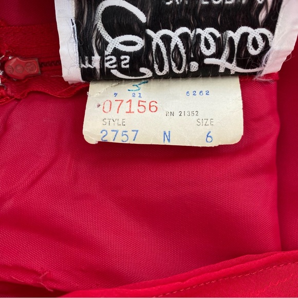 Vintage Miss Elliette Cascading Ruffles Maxi Dress Evening Gown Red 6 - Picture 14 of 16